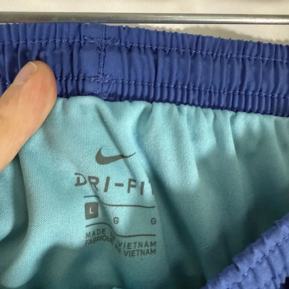Nike Running Shorts Girl Large Blue Pink Logo Lined Drawstring 4